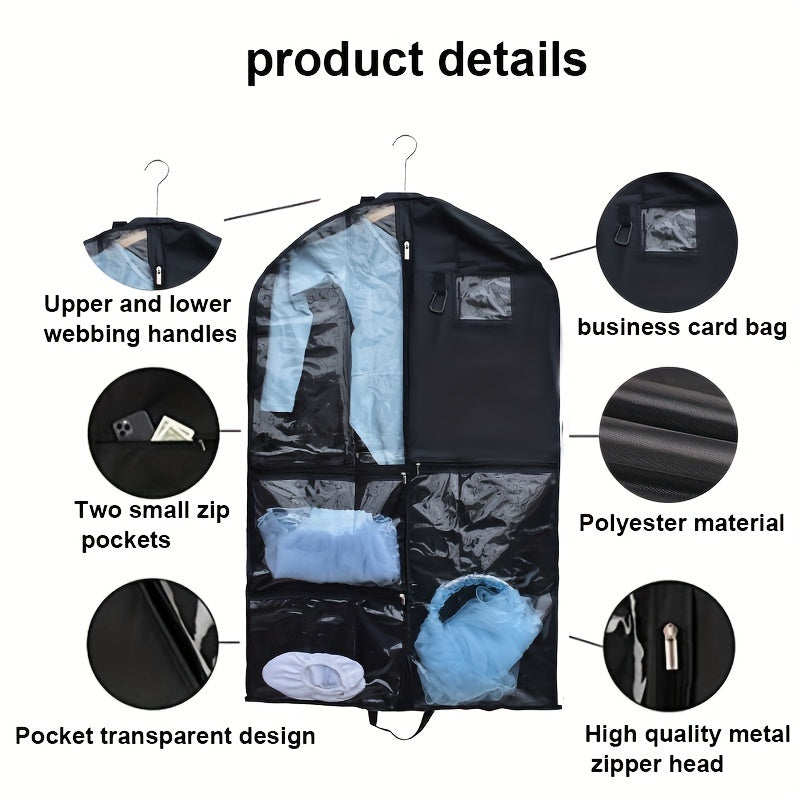 Children's Dance Dress Storage Bag Waterproof Hanging with Dustproof Cover and Transparent Window