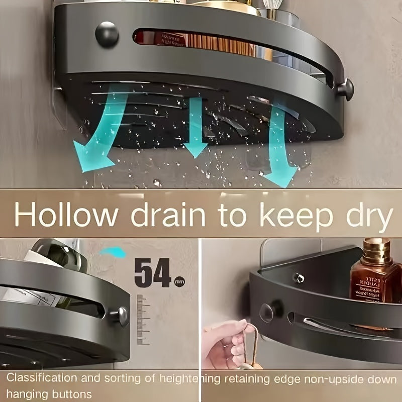 Juego de 3 estantes de esquina de plástico para baño y cocina, almacenamiento colgante