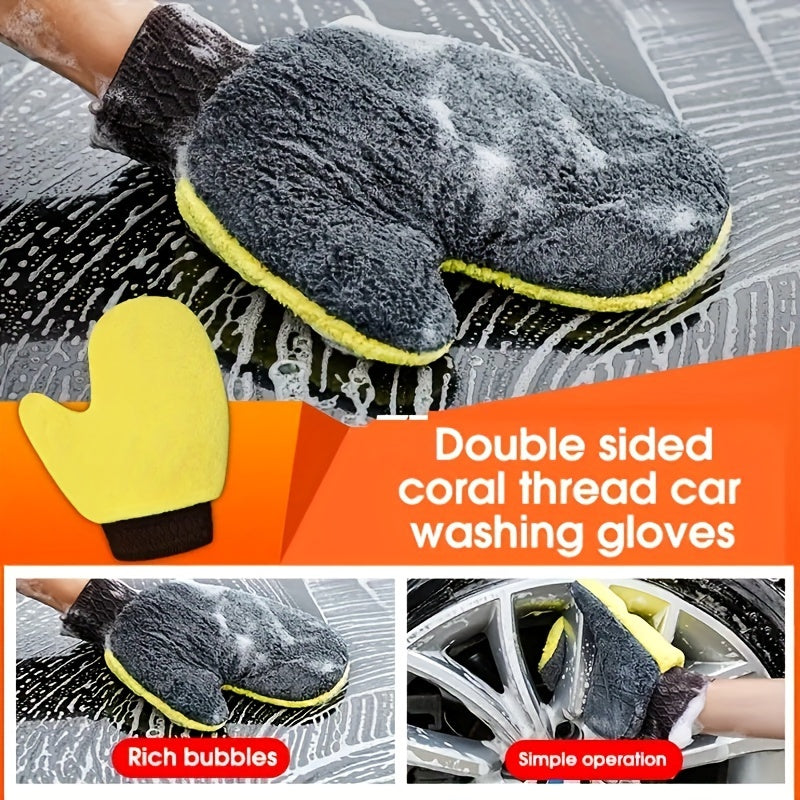 Microfiber Car Wash Glove Scratch-Free Reusable Dual-Sided Sponge