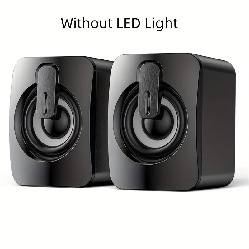 Desktop Computer Speakers with LED Lights and Microphone Stereo USB Wired