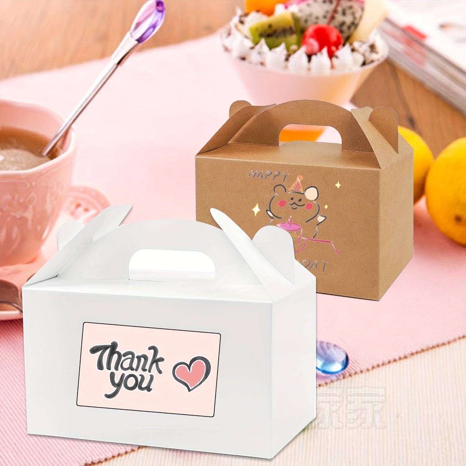 Set of 12 Kraft Paper Cake Boxes 15.24cmx8.89cm for Bakery Pastries and Party Favors