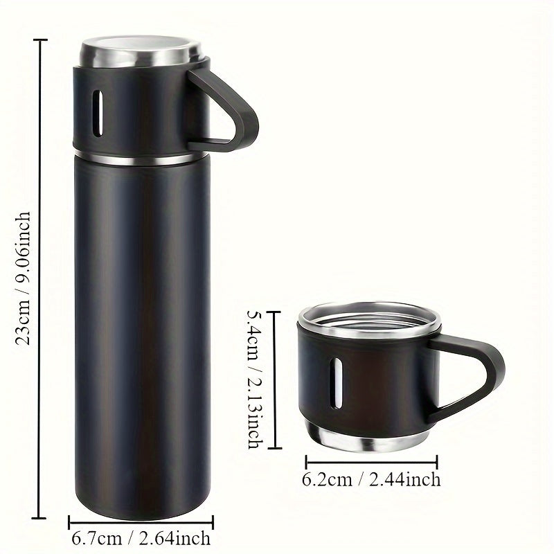 Stainless Steel Travel Mug Set with 3 Lids for Hot Cold Drinks
