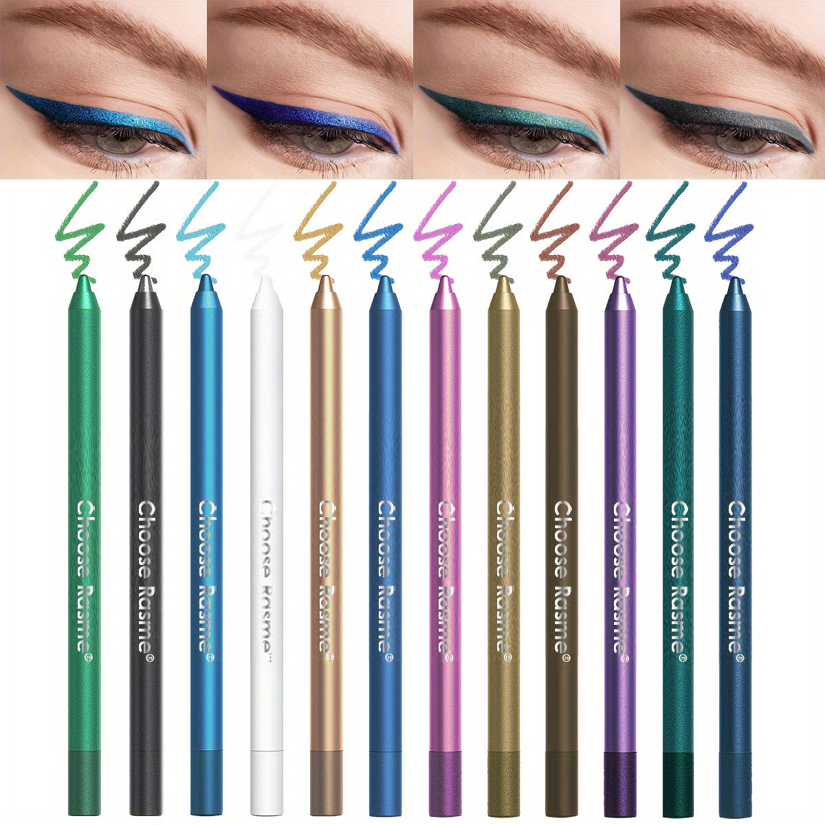 Women Waterproof Eyeliner Pencil Set 12 Colors Long Lasting Smudge-Proof