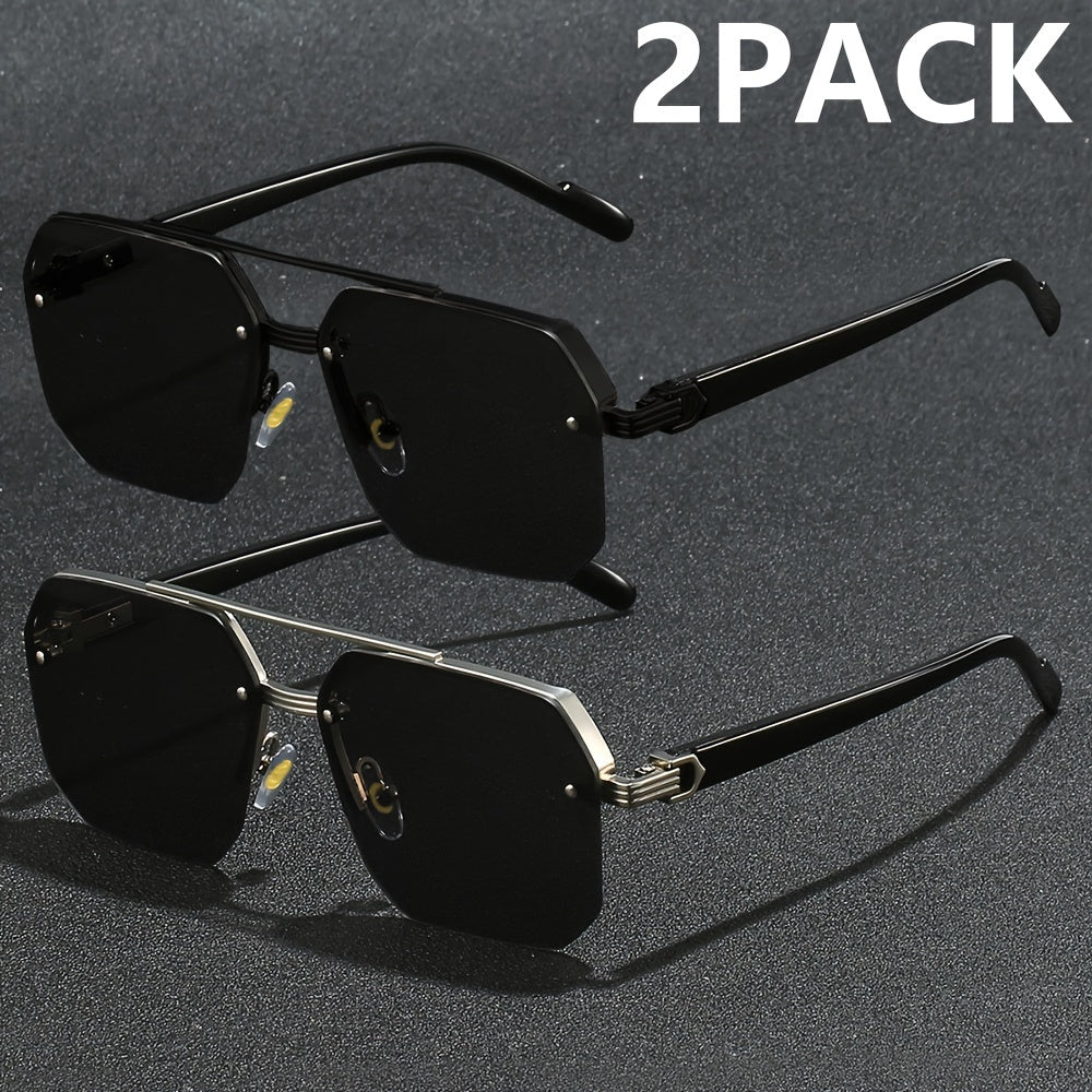 Semi-Rimless Fashion Glasses for Men and Women Zinc Alloy Frame PC Lenses Summer Party Streetwear Holiday Gift