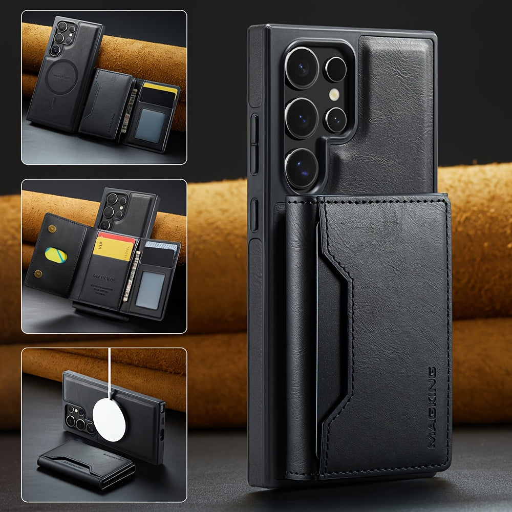 Magnetic RFID Wallet Case for Samsung Phones with Card Slots Shockproof and Wireless Charging Compatibility