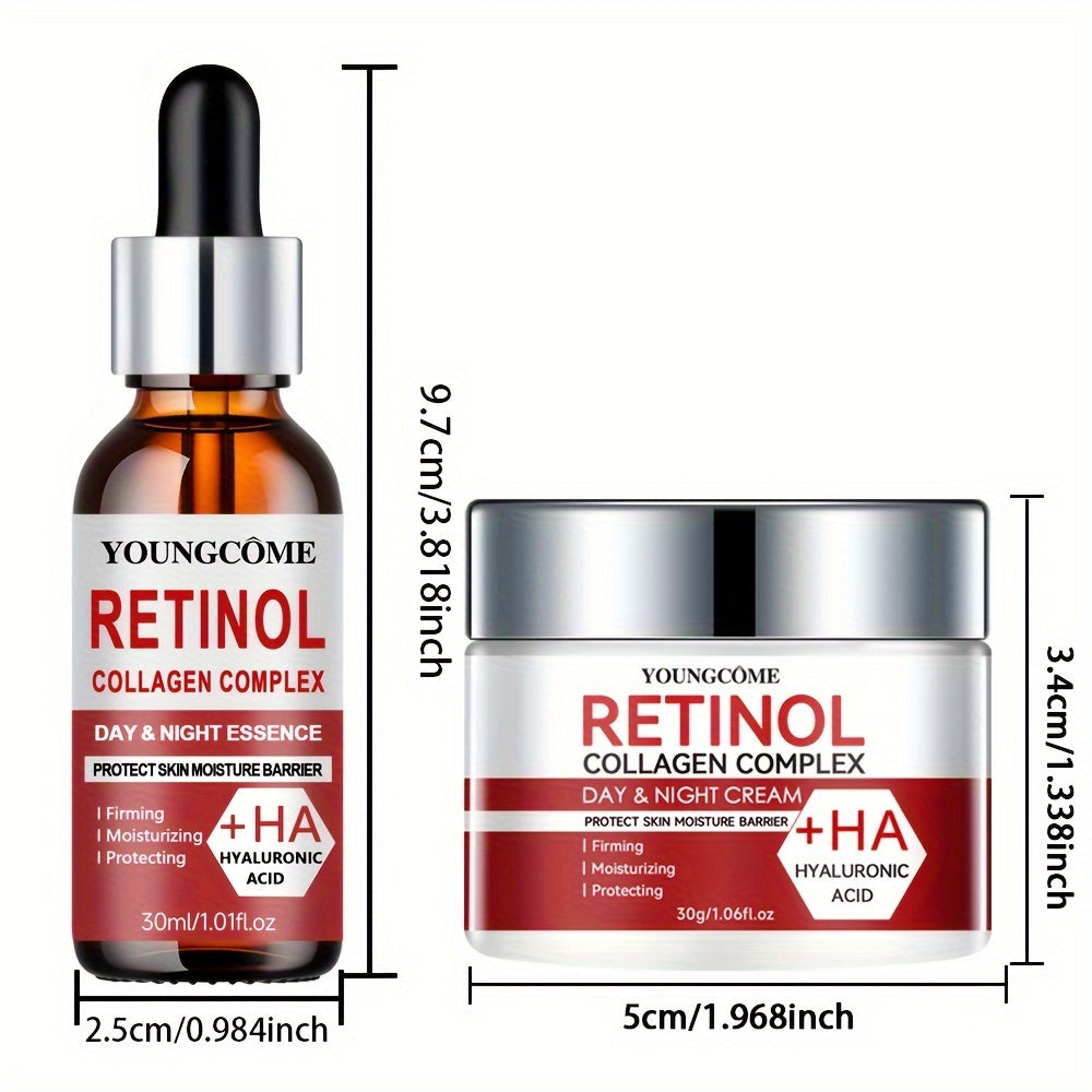YOUNGCOME Ретиноловый Коллагеновый Комплекс Ухода за Кожей - Гипоаллергенная Дневная и Ночная Антивозрастная Сыворотка и Увлажняющий Крем для Всех Типов Кожи