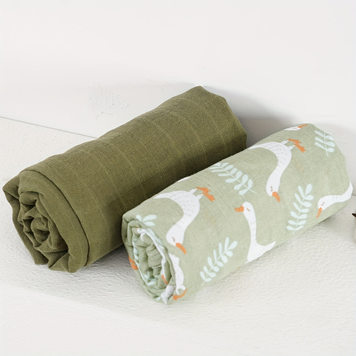 Two-Piece Muslin Cotton Blanket Set 120x110cm for Home and Travel