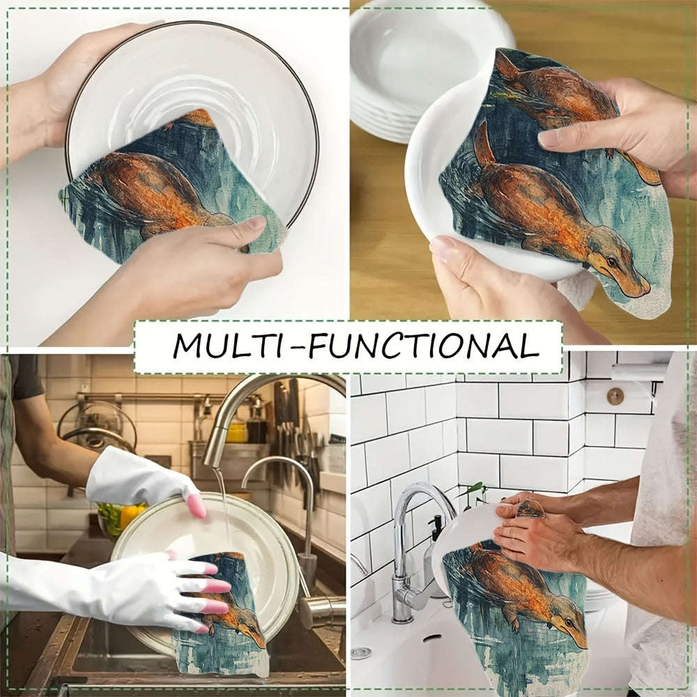 2 ta akvarel sevgi hikoyasi platypus oshxona sochiqlari to'plami 16x24 dyuym