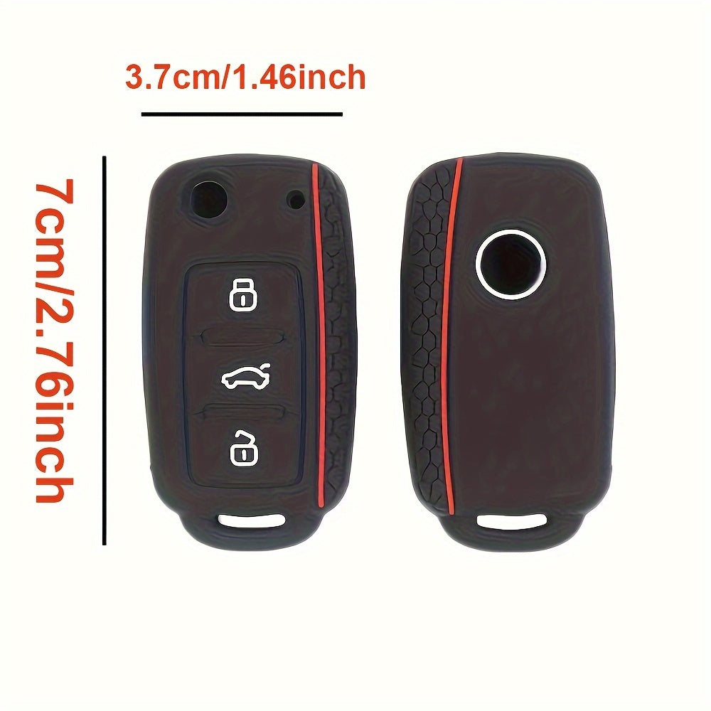 Silicone Car Key Cover For Compact Vehicles 3 Button Protection
