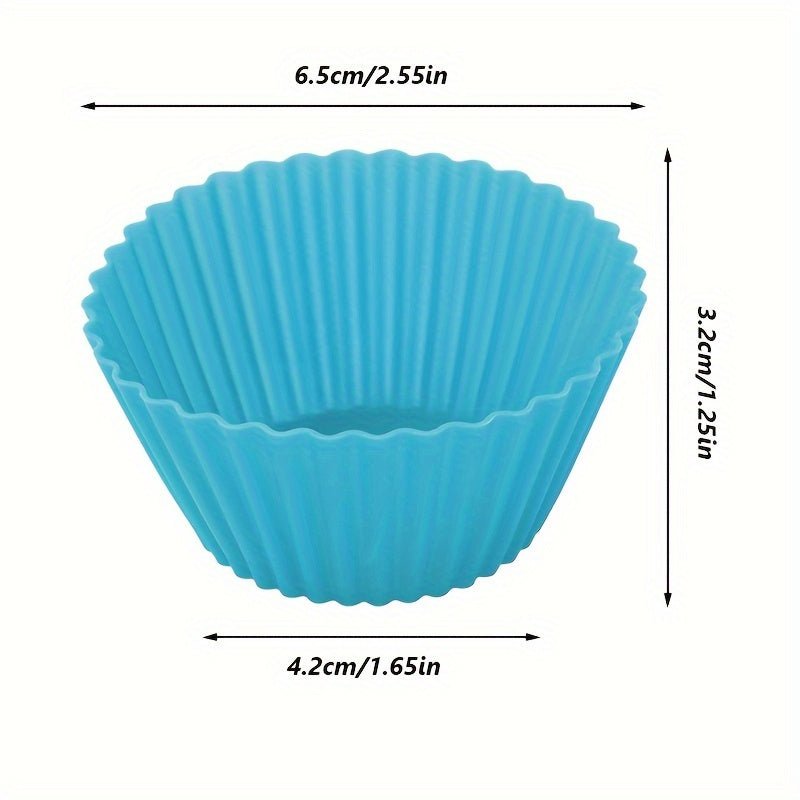 Set of 12 Silicone Muffin Cups Teal Green Pink 7.01cm Reusable Baking Liners