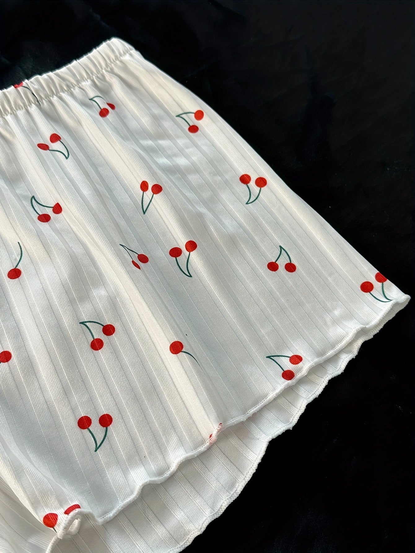 Conjunto de ropa de dormir con estampado de cerezas para mujer, top tipo camisón y pantalones cortos, ropa de descanso