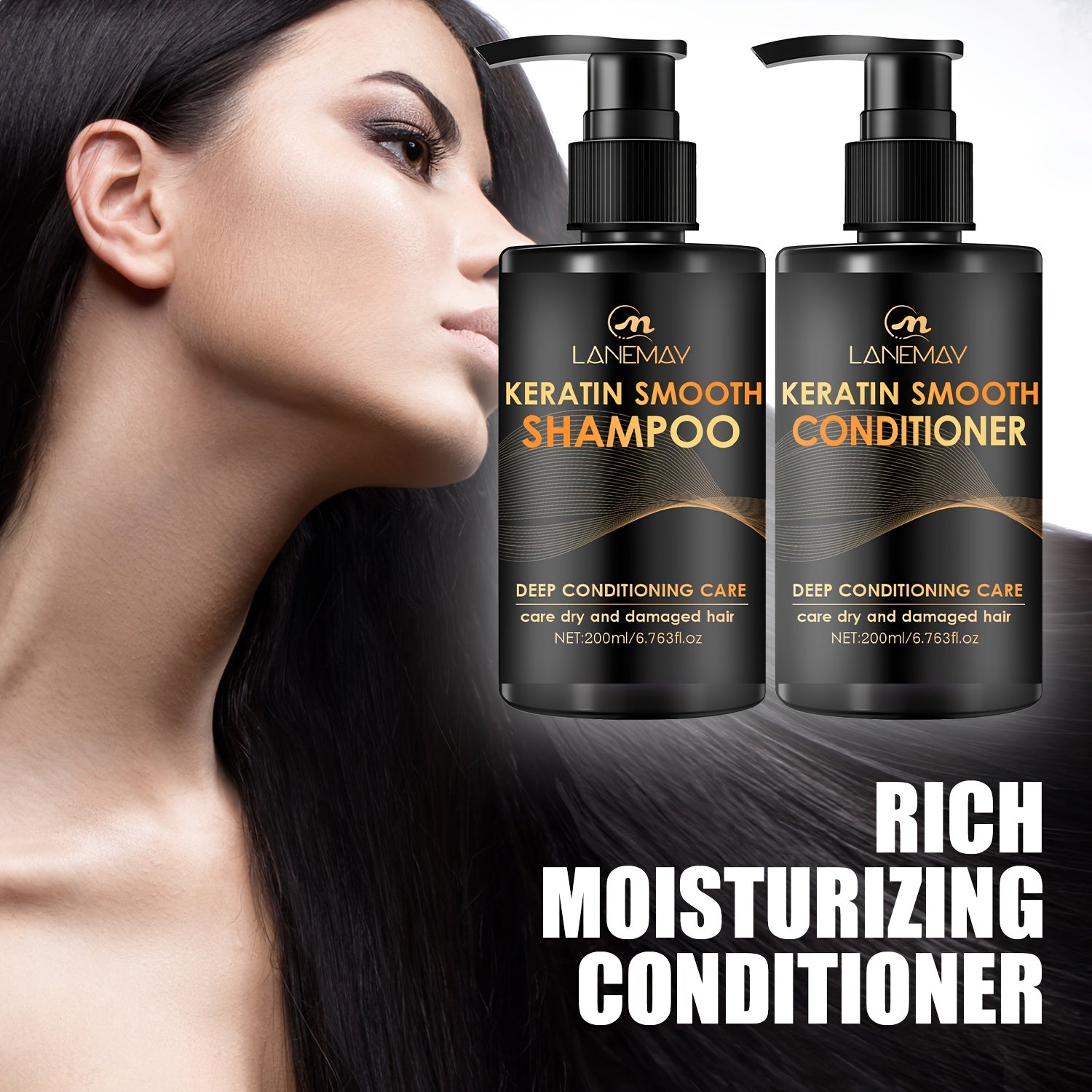 2 dona Keratin Smooth shampun va konditsioner to'plami sochni namlaydi, mustahkamlaydi va sinishini oldini oladi
