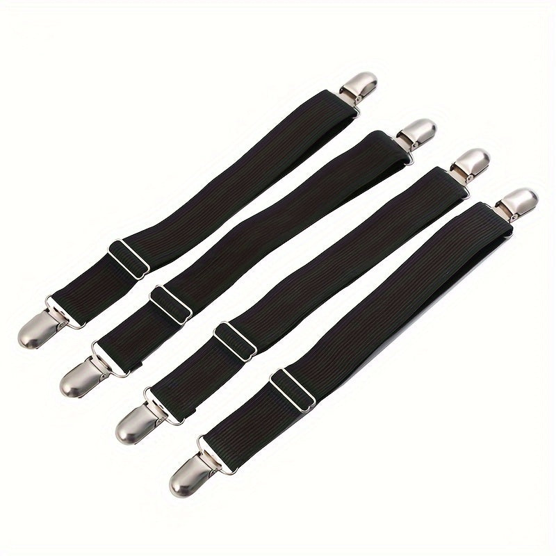 Black Multi-Functional Bed Sheet Holder with Dual Clips, Adjustable Grip