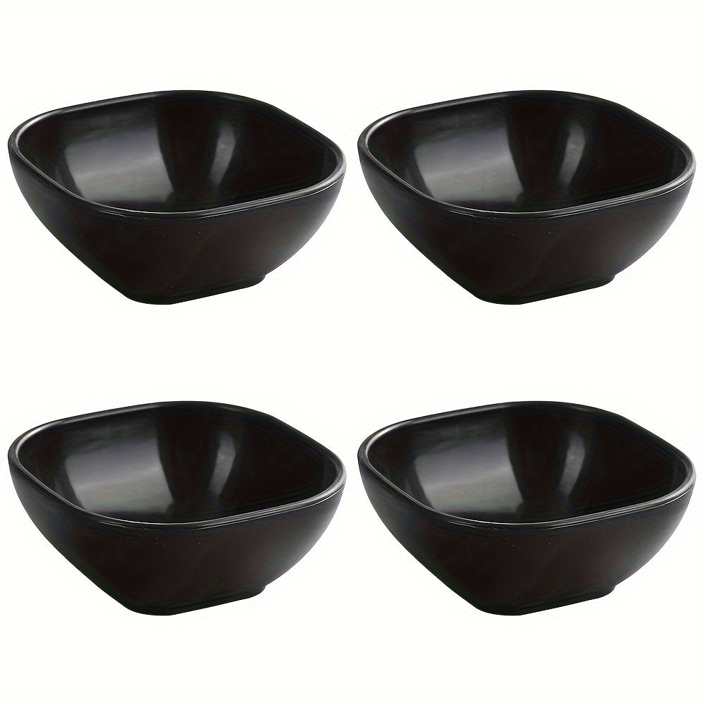 Set of 4 Colorful Wheat Straw Square Sauce Dishes for Jam Vinegar and Seasonings