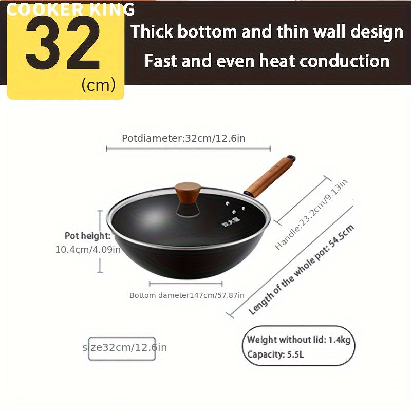 COOKER KING Ultra-Iron Wok ni taqdim etamiz: 24 soatlik zanglamas davolash, sog'lom nol qoplama va gaz pechlari bilan moslik - endi 27.94 sm, 30.48 sm, 33.02 sm va 38.1 sm o'lchamlarida, kuzda pishirish uchun mukammal.