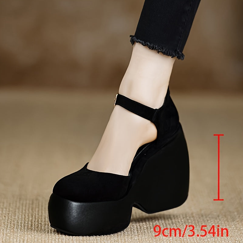 Women's Chunky Platform High Heel Sandals Black Summer Casual Formal