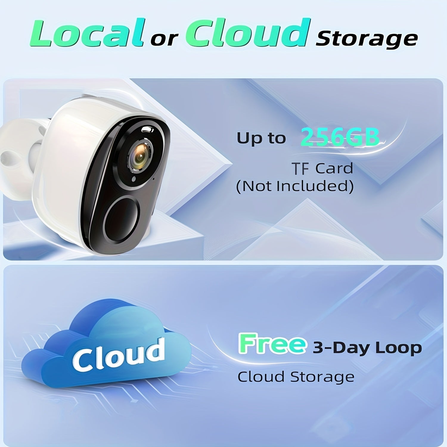 Wireless Outdoor Security Camera 3MP FHD Night Vision Spotlight Battery Solar Wi-Fi Two-Way Audio