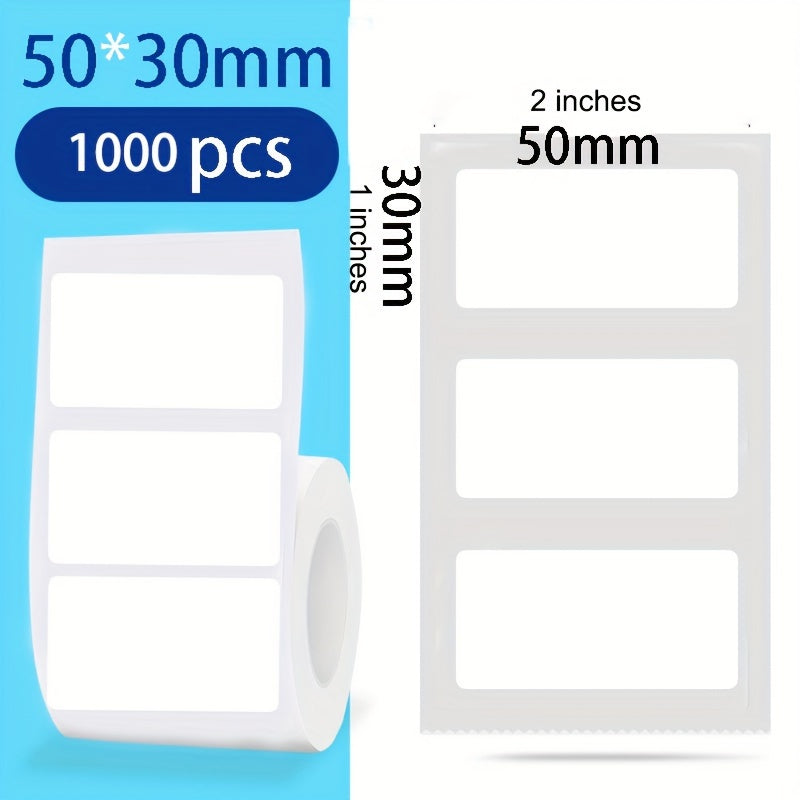 50x30мм Термальные этикетки с штрихкодом, клеящаяся бумага, упаковка 1000