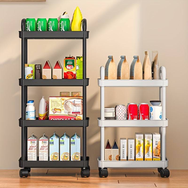 Durable Plastic Rolling Storage Cart with Wheels for Kitchen Bedroom Office