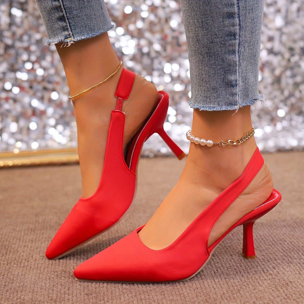 Women's Fashion Solid Color Ankle Strap High Heels Open Toe Pumps