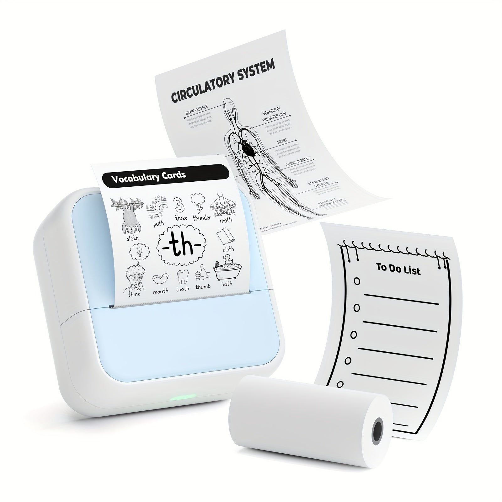 Portable Thermal Label Printer Wireless Battery-Powered for Android iOS Monochrome