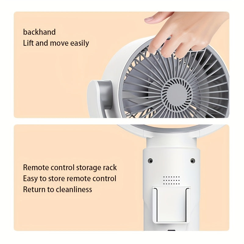 Portable White 3-in-1 Air Circulator Fan with USB Power, Adjustable Height, Oscillating Head, 5-Speed Settings, Remote Control