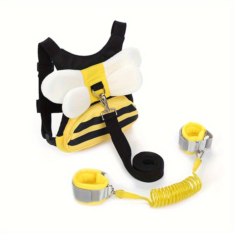 Yellow Bee Pet Safety Harness Backpack with Wrist Link and Leash Storage for Small Dogs and Cats