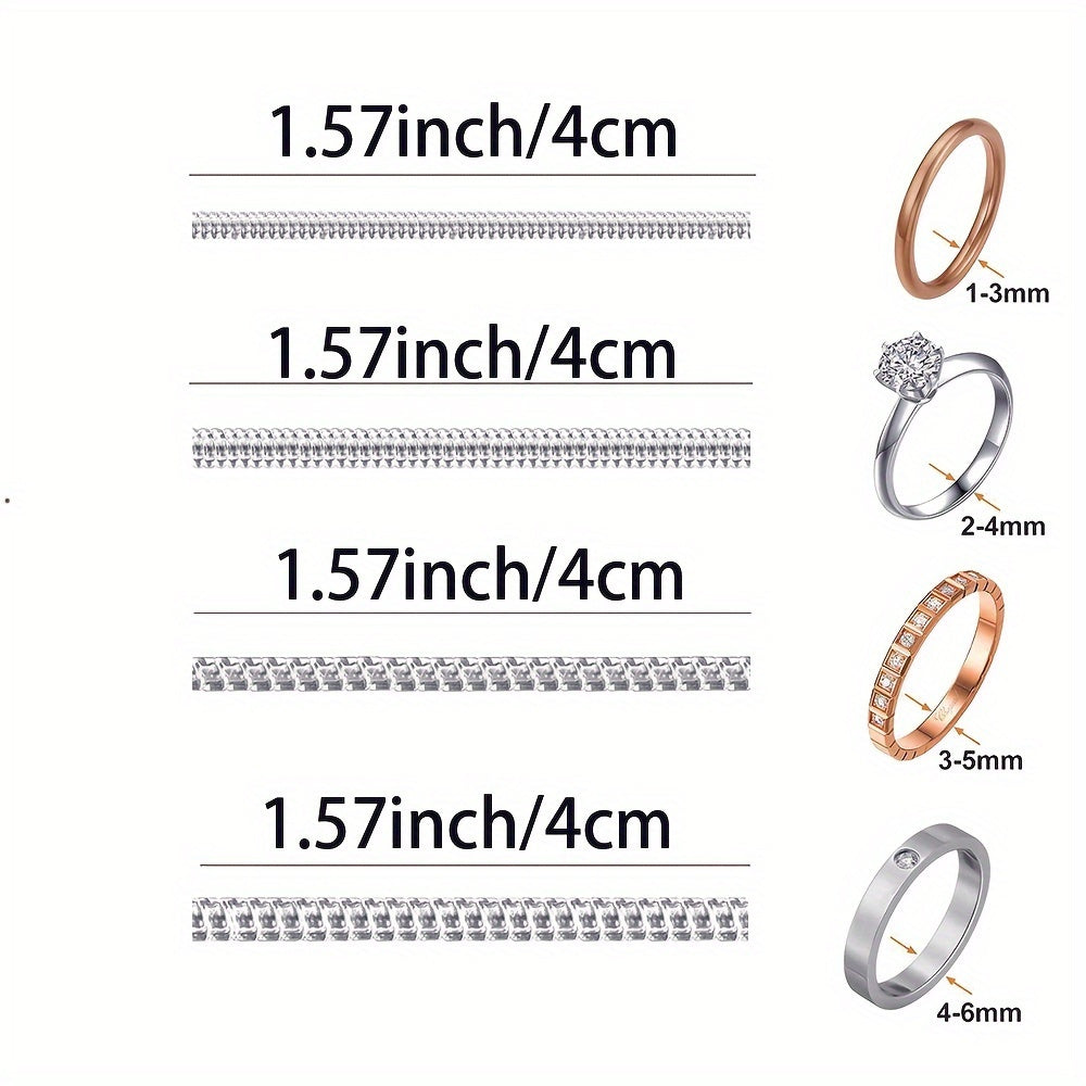 Invisible Ring Sizing Kit with 4 Clear Silicone Fasteners for Loose Rings