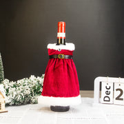 Christmas Holiday Decor Set with Gold Velvet Wine Bottle Cover and Plush Wine Bag