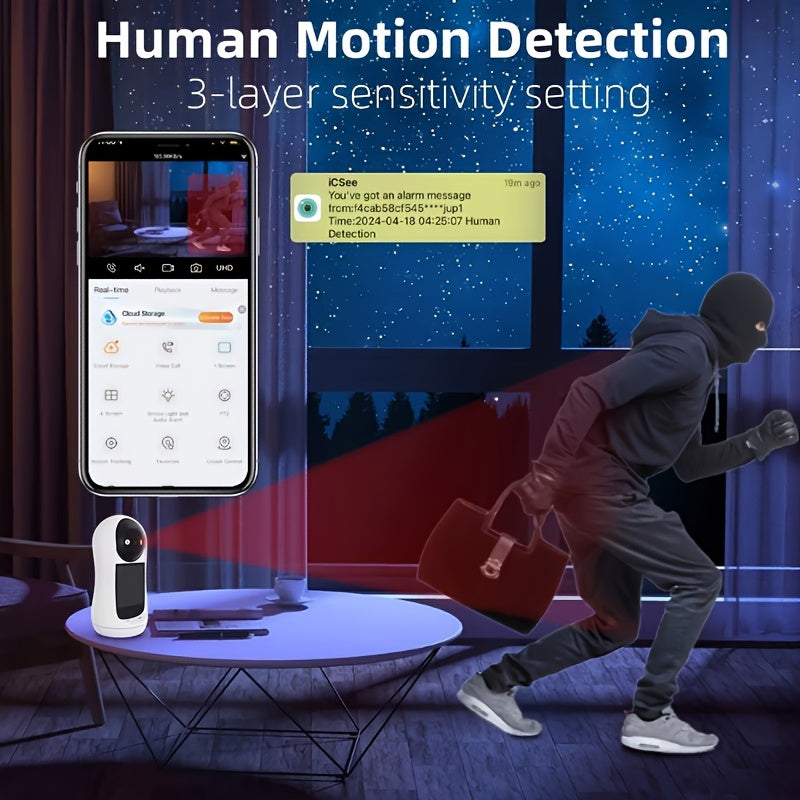 Home Security Camera 3MP HD Night Vision Two-Way Audio Motion Tracking Indoor 1080p