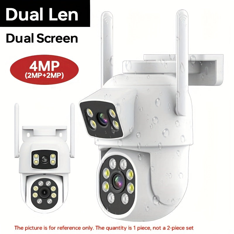 Wireless 4MP Dual Lens Outdoor Security Camera with PTZ Auto Tracking Night Vision