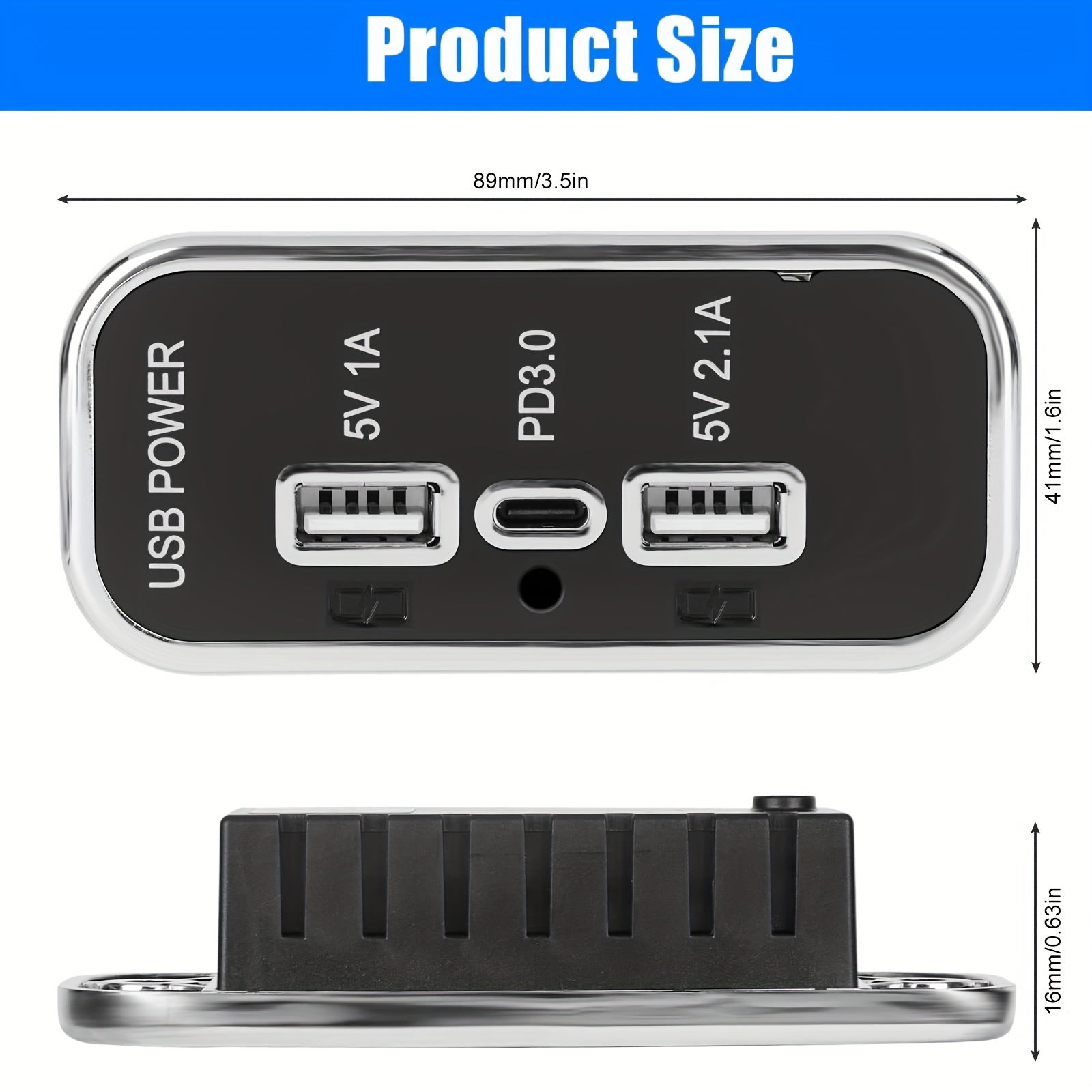 12V USB Outlet Dual USB Type C Fast Charging Car Marine Truck RV