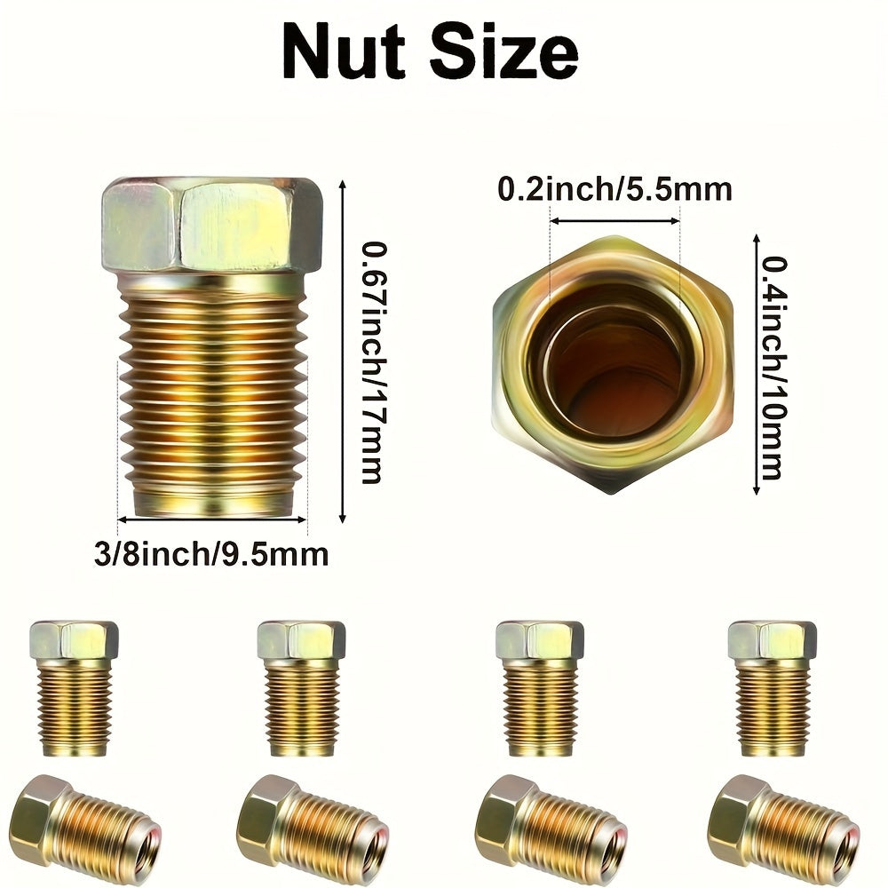 Set of 12 Brake Line Fittings for 3/16 and 1/4 Inch Tubes