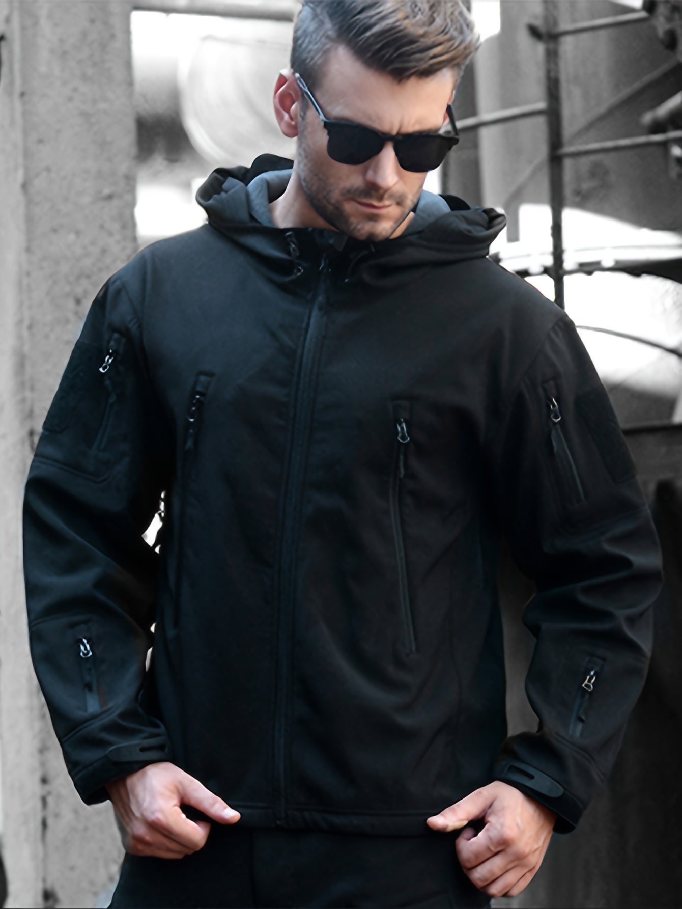 Erkaklar uchun tasodifiy kiyim to'plami, kamuflyaj va oddiy rangda, yumshoq astarli kurtka va shimlar, kuz va qish mavsumida sayr qilish va tog'ga chiqish uchun ko'p cho'ntaklar.