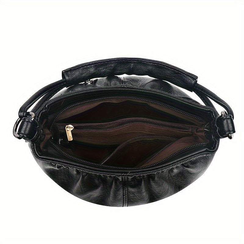 Vintage Crossbody Bag for Women Leather Bucket Style Small Purse with Adjustable Strap in Black Burgundy Brown