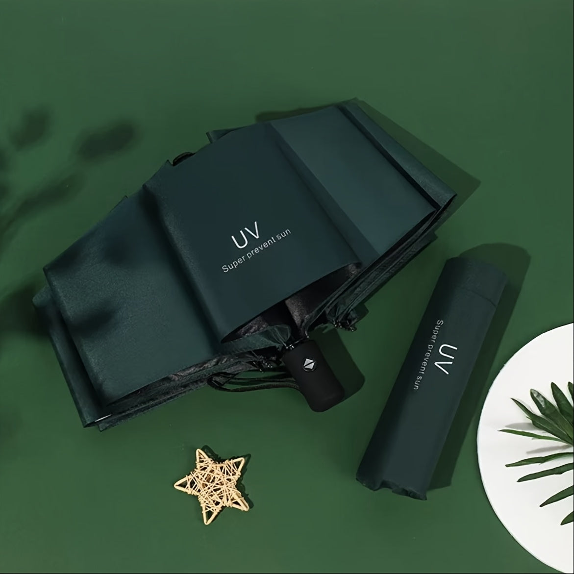 8-Stripe Avtomatik yig'iladigan UV soyabon, suv o'tkazmaydigan, shamol o'tkazmaydigan, zamonaviy, quyosh, yomg'ir, golf o'ynovchilar uchun