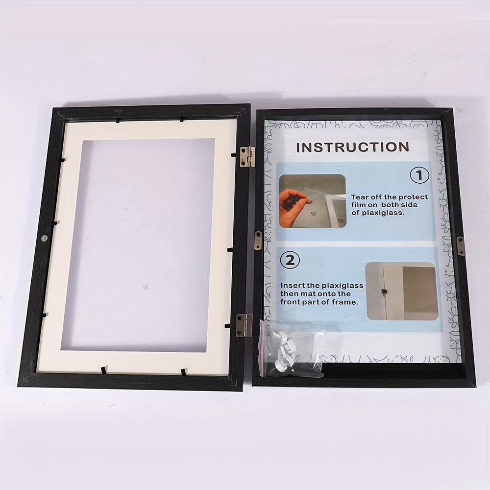 Marco de galería negro para obras de arte, montaje vertical o en pared, respaldo de caballete