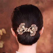 Women Ginkgo Leaf Hair Clip Vintage Style Silver Blue Hair Accessory for Updo and Bun Hairstyles