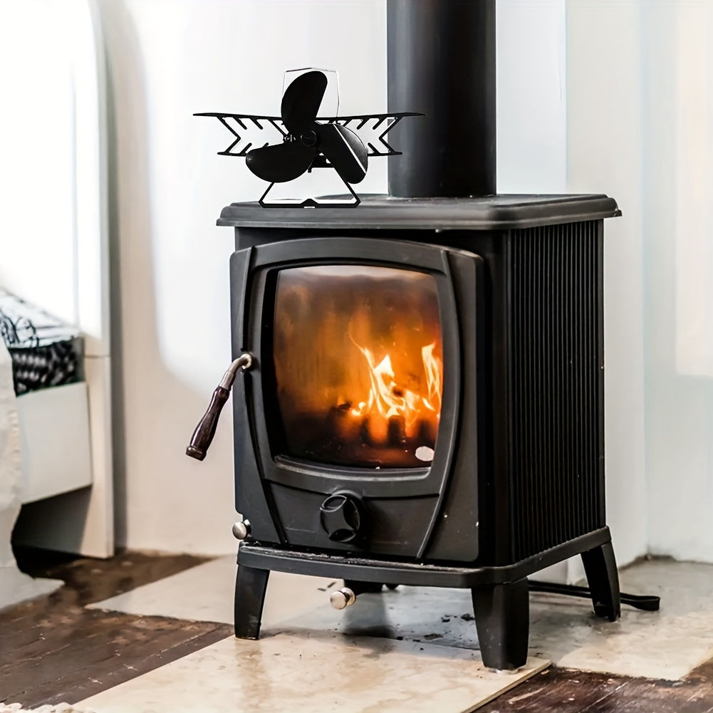 Fireplace Fan 3 Blades High-Speed Thermal Powered No Electricity Heating Cooling