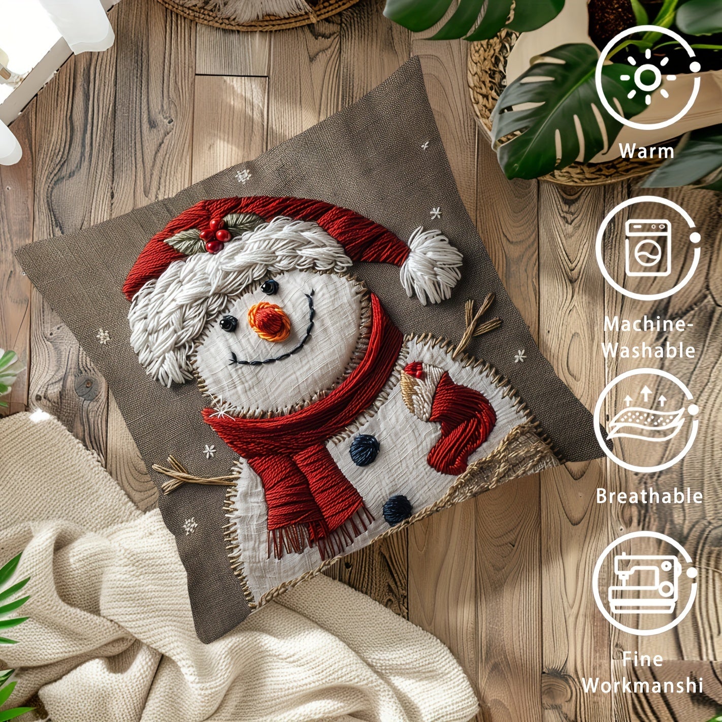 Rojdestvo qor pashasi yostiq qoplami 44.96cm Dekorativ bayramona divan yotoqxona