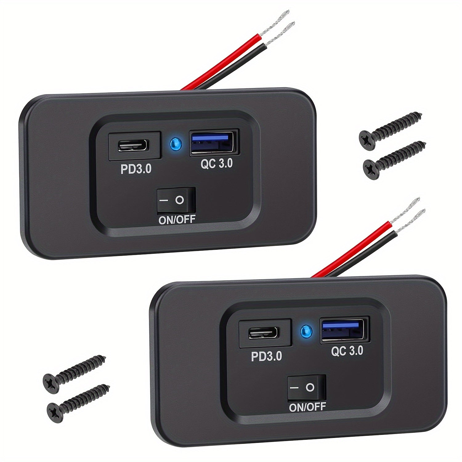 Car Fast Charging Charger Socket Dual USB QC3.0 PD3.0 Type-C Wall Mount