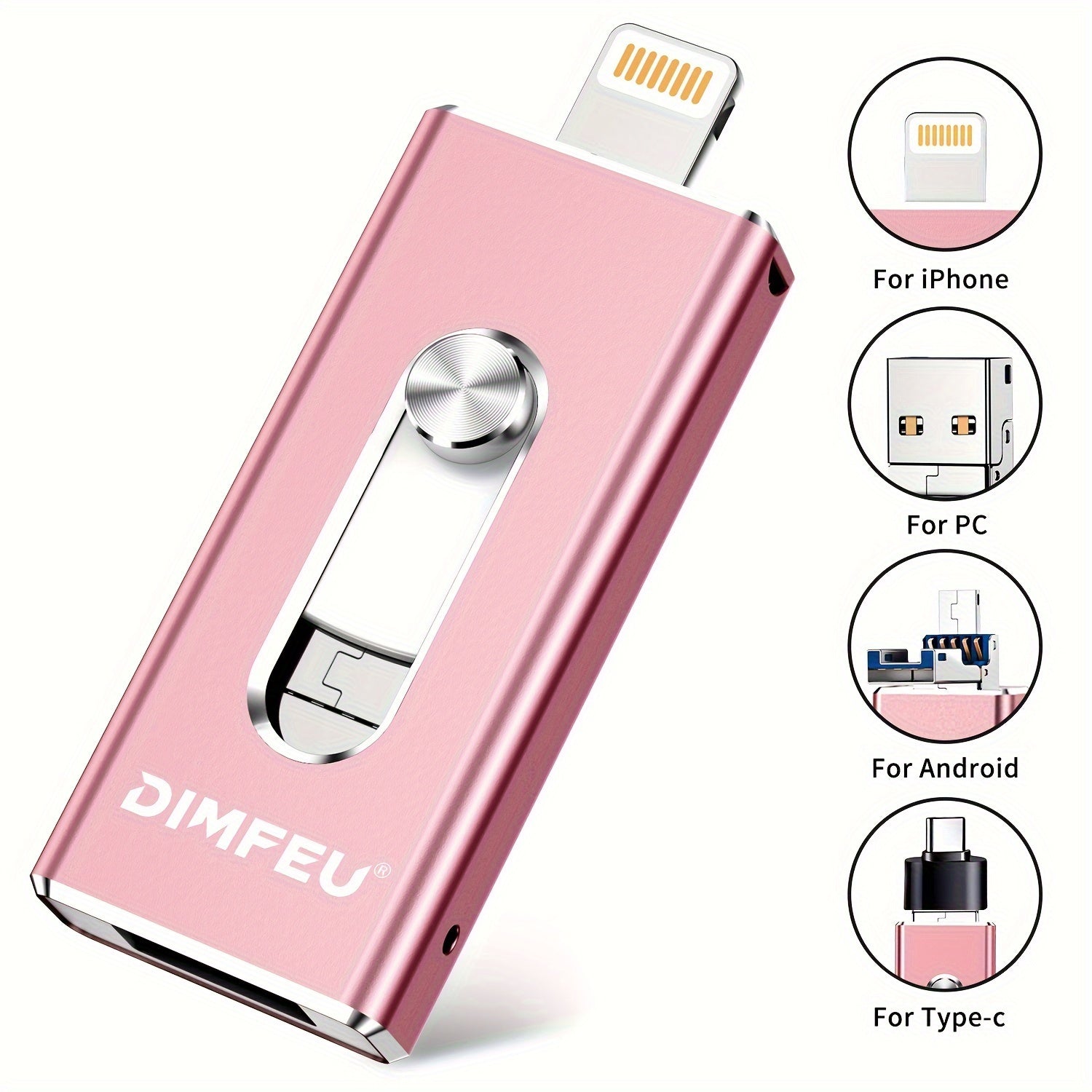 128GB USB flesh drive Lightning Type-C USB 3.0 yuqori tezlikda tashqi saqlash uchun iPhone iPad Android PC