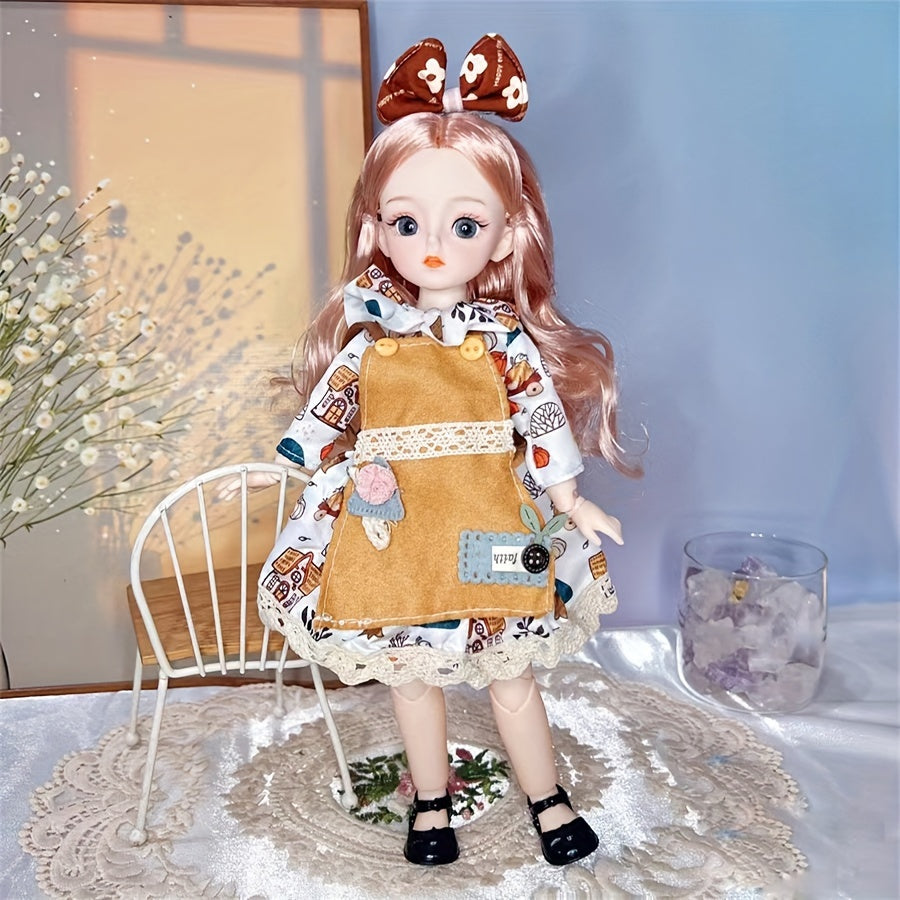 30cm/11.8 Inch BJD Doll with Colorful Eyes and Cute Makeup for DIY and Gifting