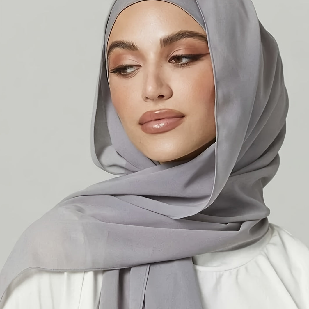 Juego de 2 pañuelos de chiffon de color sólido con capuchas interiores a juego, pañuelos ligeros para mujeres