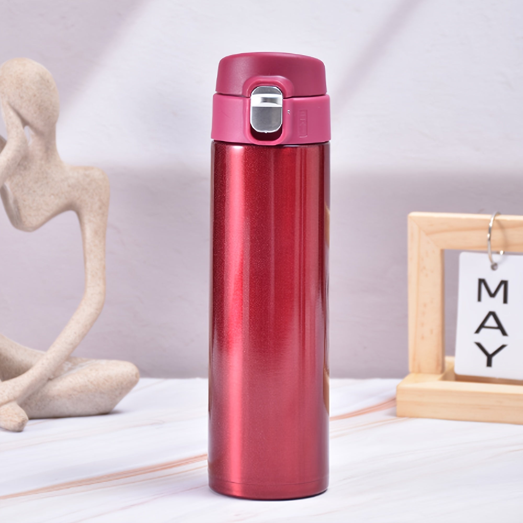 Botella de agua de acero inoxidable aislada de 500ml personalizada, grabada a medida, botella deportiva