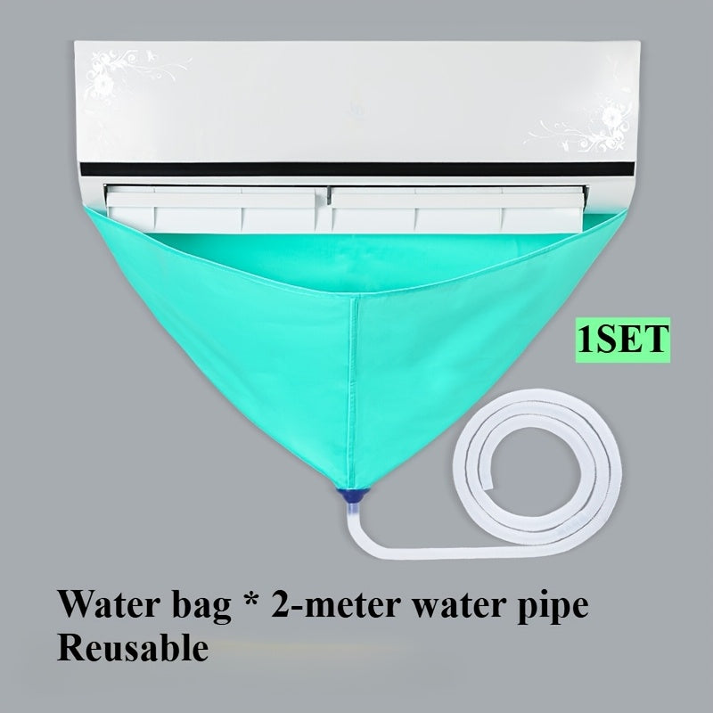 Wall-mounted AC cleaning kit with dust cover water bag and tools durable teal plastic