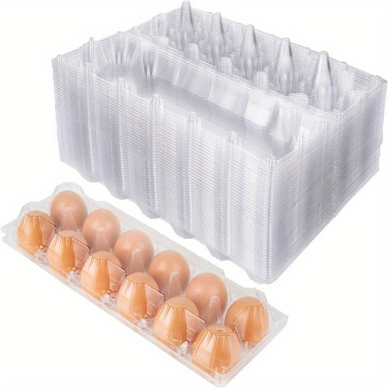 30-Pack Clear Plastic Egg Cartons Reusable Egg Trays Hold 12 Eggs for Farm Market
