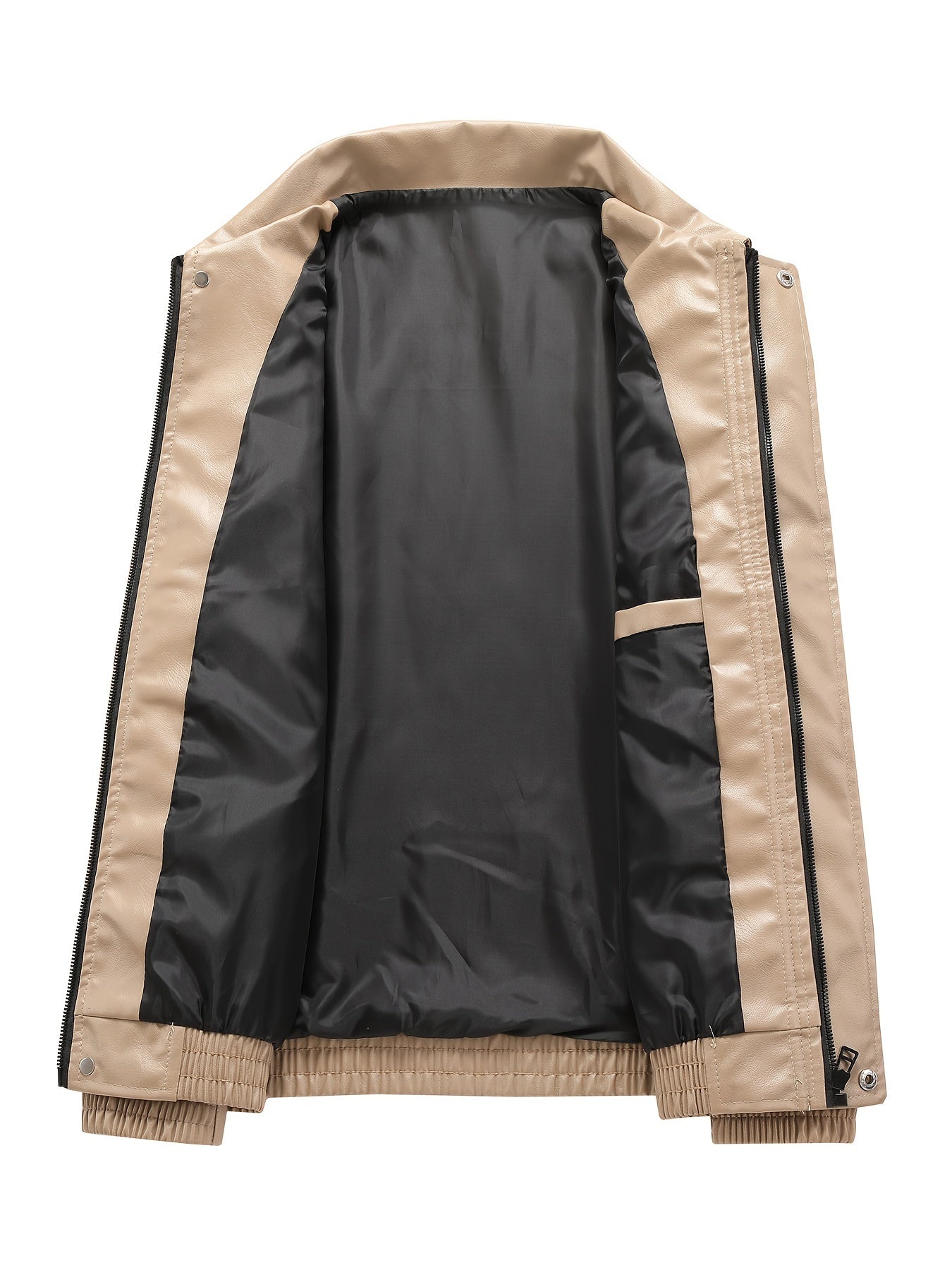 Мужская черная ретро-кожаная куртка из PU с молнией, повседневный уличный стиль с клапанами карманов