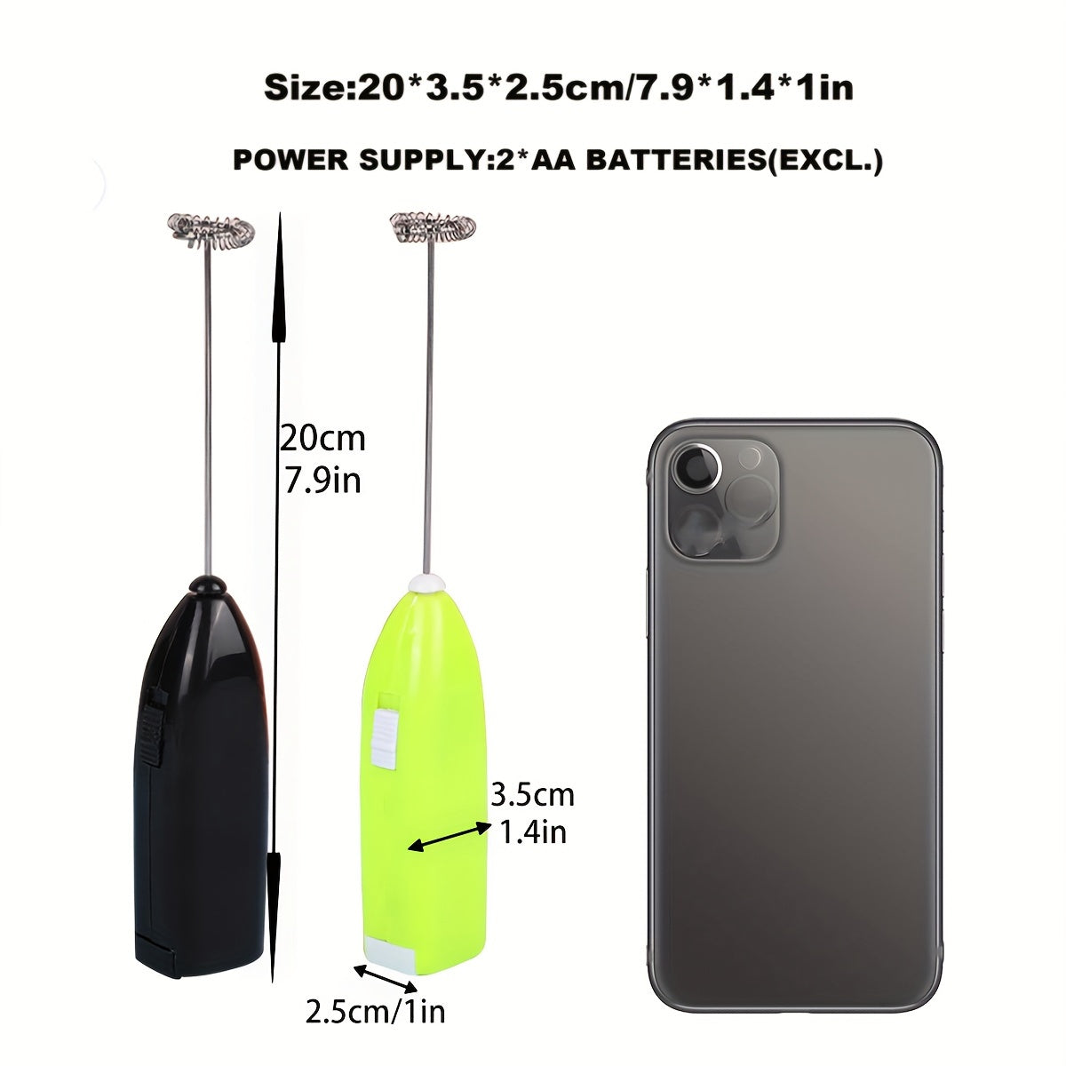 Licuadora eléctrica de café con batidor y espumador, verde negro, 7800 RPM