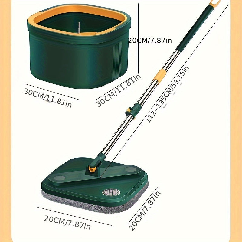 Back to School Spin Mop and Bucket Set with Microfiber Pads for Wet and Dry Floor Cleaning